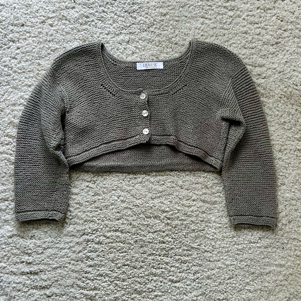 12 Mo Irulea San Sebastian Handknit Long Sleeved Sweater Shrug Tan from Spain